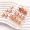 Uñas Sencillas Desmontables Estilo Ojo de Gato Cortas para Otoño e Invierno, Manicura Elegante y Aclarante, Uñas Postizas de Alta Gama Desmontables, Parches para Uñas Postizas