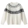 Suéter de punto de cachemira para niños, unisex, engrosado, con un elegante patrón Fair Isle, un nuevo diseño de otoño/invierno y una base de punto jacquard.