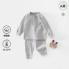Conjunto de dos piezas de algodón suave Clase A para bebé recién nacido de otoño, ropa de otoño de manga larga para niños y niñas, conjunto de ropa para el hogar para niños