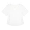 Camiseta de Manga Corta de Lyocell y Algodón Estilo Coreano con Pliegues en el Hombro Derecho y Cuello en V para Gorda mm Talla Grande Aspecto Adelgazante para la Cintura 65425