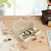 Caja de Almacenamiento de Efectivo de Acrílico, Caja Transparente con Candado para Exhibición de Monedas, Caja Pequeña para Almacenamiento de Billetes y Monedas