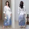 Roupão Feminino Estampado Plus Size de Verão, Roupão de Banho de Cetim Imitação de Seda de Luxo, Roupa de Casa Feminina