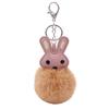 Inverno bonito coelho de pelúcia chaveiro PU bolsa de couro pingente de bola de pele feminina fabricantes de pingente de carro atacado
