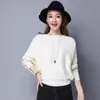 Novo Suéter de Malha Feminino 2026 com Manga Morcego, Caimento Solto, Emagrecedor, Tamanho Grande, Suéter de Manga Longa Off-Shoulder para Mulheres