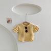Camiseta básica de manga corta a rayas para niñas, cuello redondo, manga murciélago dividida, algodón, ropa infantil coreana, venta al por mayor