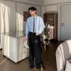 Moda Outono Masculina Estilo Coreano Camisa de Xadrez com Gravata Falsa para Adolescentes, Camisa Versátil Elegante de Alta Qualidade com Manga Longa