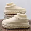 Pantuflas de Algodón de Invierno para Hombre con Borrego Engrosado, Zuecos Cálidos con Suela de Neumático, Impermeables, Antideslizantes, Ultracómodos, Zapatos de Algodón que Aumentan la Altura