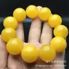 Pulsera de cuentas redondas, cuentas de ábaco, cuentas de barril de cera de abeja ámbar amarillo pollo de tamaño grande, joyería de cera de abeja de segunda generación para hombres y mujeres