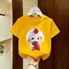 Verano 2026 Nueva Ropa Infantil Camiseta para Niñas, Moderna de Algodón Puro Estampado de Dibujos Animados Elegante de Manga Corta para Niños Pequeños