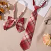 Conjunto de Gravatas JK, Gravatas Estilo Faculdade Feminina, Camisas com Laço Estilo Japonês para Estudantes, Camisas Xadrez Rosa Decorativas da Moda