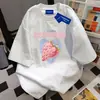 Camiseta de Manga Corta Estilo Perezoso de Algodón Puro Pesado para Hombres y Mujeres Verano Más Vendido Holgada Adelgazante Versátil Cuello Redondo Top de Longitud Media