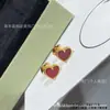 Versión de Lujo Van Gogh Collar de Trébol de Cuatro Hojas Corazón de Ágata Roja Pulsera y Pendientes en Forma de Corazón Chapados en Oro Rosa de 18 Quilates Estilo Versátil Ins