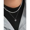 Collar de Plata Esterlina S925 Estilo Coreano INS Nicho Sentido del Diseño Lujo Ligero Simple Patrón de Amor Dorado Cadena Clavicular para Mujer
