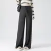 Pantalones de maternidad JQ Jing Qi Ropa de abrigo de otoño Pantalones de pierna ancha de arroz pegajoso Pantalones no constrictivos para el abdomen durante el embarazo Pantalones largos de pierna recta Ropa de otoño para maternidad