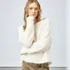 Suéter de cuello V con textura de brillo cepillado de lana de cachemira de alta calidad, tejido de lana cálido y amigable con la piel para el trabajo, invierno