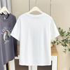 2025 Verano para Mujer Talla Grande Nuevo Estilo Gordo mm Casual Estampado Cuello Redondo Manga Corta 100kg Camiseta Top 7431