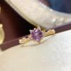 Anillo de Estilo Nuevo con Incrustación de Plata S925, Cristal Púrpura Natural tipo Fuego Artificial, Forma Redonda Ajustable 6*6mm, Joyería Ajustable para Comercio Transfronterizo