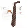 Patrón jk Chica Día Perezoso-libre Marrón Retro Marrón Raya de Corbata dk Uniforme de Soltero Masculino Corbata Estilo Preppy