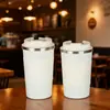 Caneca de café inteligente de aço inoxidável com indicador de temperatura capa de couro copo térmico aço inoxidável 304 copo para manter o frio copo portátil copo de presente