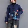 Real tiro vintage patch acolchoado cardigan engrossado casaco de algodão acolchoado feminino solto casual fivela de algodão casaco acolchoado inverno losango casaco acolchoado