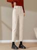 Jeans Caqui Rectos con Forro de Felpa Otoño/Invierno 2026 para Mujer, de Cintura Alta, Versátiles, Corte Delgado, Pantalones Cigarrillo Elásticos