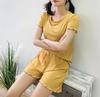 Conjunto Fresco de Verano con Borde Fruncido para Mujer 2026 Nuevo Conjunto de Dos Piezas Casual de Pijama Moda Ropa de Casa para Mujer