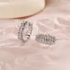 Super Brillantes Zirconia Hueso de Serpiente Ear Cuff Círculos Nudo de Bambú Pendientes Estilo Comercio Exterior de Amazon Cuadrados Simples Atmosféricos Pendientes de Botón Ear Cuffs