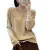 Suéter Básico de Malla con Lentejuelas, Cuello Redondo Hueco para Mujer 2026 Otoño/Invierno Nuevo Estilo Holgado Perezoso de Manga Larga