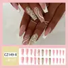 Adesivo de unha postiça rosa europeu e americano unhas de apertar glitter de diamante unhas longas para usar arte de unhas finalizada atacado