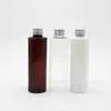 200 ml Tapa de Aluminio de Hombro Plano Botella de Plástico Botella PET Botella Separadora de Agua Cosmética Botella Lew Pura Botella de Plástico Botella para Gel de Ducha