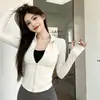 Jaqueta Pilates elástica não apertada feminina acinturada slim fit gola alta zíper manga longa yoga treino interno externo verão