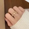 Moderna Simple Versátil Gama Alta Geométrico Irregular Café Dorado Anillo Abierto Colección Joyería de Mano Personalizada para Mujeres