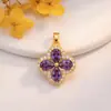 Colgante Transfronterizo Estilo Europeo y Americano Cobre Morado Microincrustado Circonita Accesorios de Joyería DIY de Alto Grado Personalizados Comercio Exterior Accesorios Versátiles