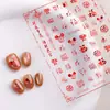 Pegatinas Rojas de Bendición de Año Nuevo para Uñas Adhesivas Planas Bendición Roja Pegatinas de Arte para Uñas DIY Joyería Estilo Dh