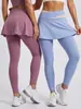 Pantalones Culotte Falsos de Dos Piezas con Bloques de Color Juyitang, Cintura Alta, Control de Abdomen, Aspecto Adelgazante, Ropa de Exterior para Fitness, Pantalones de Yoga Antiexposición para Mujer