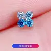 Pendientes de Aleación de Titanio F136 Incrustados con Circonita Flor de Cuatro Pétalos Diente Interno Clavo para Hélice Auricular Clavo para Nariz Clavo para Labio G23 Joyería de Piercing de Titanio