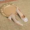 ¡Una compra obligada! Nuevos zapatos de tacón grueso para mujer con hebilla cuadrada, punta cuadrada, corte bajo, cómodos, versátiles y elegantes, tacones altos profesionales.