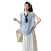 Conjunto de Verano para Maternidad 2026 Estilo Nuevo: Conjunto de Top Camisa de Maternidad con Lazos + Falda de Maternidad para el Trabajo
