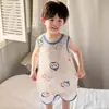 Pijama de Verano sin Mangas para Niños, Delgado, Algodón Puro, para Habitación con Aire Acondicionado, Bata de Dormir, Saco de Dormir a Prueba de Patadas para Niños y Niñas