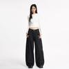 Jeans Lavados de Mezclilla Negros Estilo Retro Americano Jiamu para Hombres y Mujeres, Corte Holgado, Unisex, Pierna Ancha