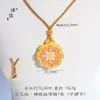 Puzuo Cor Forte Preservação Cor Areia Dourada Acessórios DIY Flor Peônia Cravejada de Diamante Pingente Bússola Colar Corrente de Suéter de Luxo Acessível