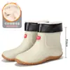Botas de lluvia de moda, botas de goma antideslizantes, botas de pesca para hombre de caña corta con forro polar, modernas de caña baja a media pantorrilla, cálidas y resistentes al desgaste, botas de agua