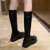 Botas Altas para Mujer, Botas de Caballero, Botas Versátiles Nuevas 2025 de Suela Gruesa por Encima de la Rodilla, Botas de Cuero Elástico de Aspecto Adelgazante, a la Moda