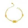 Loja de Ouro Mesmo Estilo Ouro Areia Novo Estilo Chinês Dupla Linha Moeda de Cobre Ábaco Pulseira para Mulheres, Joias Atacado com Design Vintage de Dupla Linha