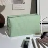 Bolsa de Maquillaje Rayada Neceser Gran Capacidad Bolsa de Maquillaje con Bordado de Gasa Bolsa de Maquillaje Portátil para Viaje