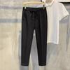 Pantalones Casuales Rectos Pequeños Sumergidos de Primavera y Verano para Hombre, Simples de Nueve Puntos, de Color Sólido, No Necesitan Planchado, Modernos con Cordones, Pantalones de Traje Pequeño
