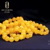 Pulsera de Ámbar Optimizada Rusa para Hombres y Mujeres, Pulsera de Cuentas Budistas de Círculo Único con Cuentas Amarillas