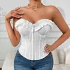 Corsé strapless para ceñir la cintura para usar sobre la ropa, estilo europeo y americano, encaje, sexy, chica hot, estilo de deseo puro, top moldeador de ballenas, corte ajustado