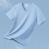Playera Modal de Manga Corta para Hombre de Secado Rápido, Seda de Hielo Fresca, Top de Cuello en V Fresco, Antibacterial, Antiácaros, Camiseta Básica de Verano de Media Manga
