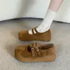 Zapatos de Ballet para Mujer con Tacón Oculto Retro Planos de Gamuza con una Sola Correa de Corte Bajo Zapatos de Noche Franceses 2026 Hebilla Primavera Otoño Suaves